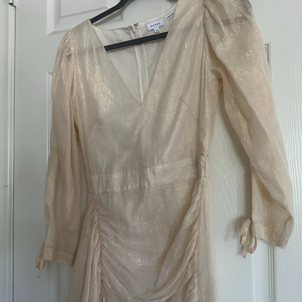 Rhode Pinstripe Glitter Long Sleeve Mini Dress
